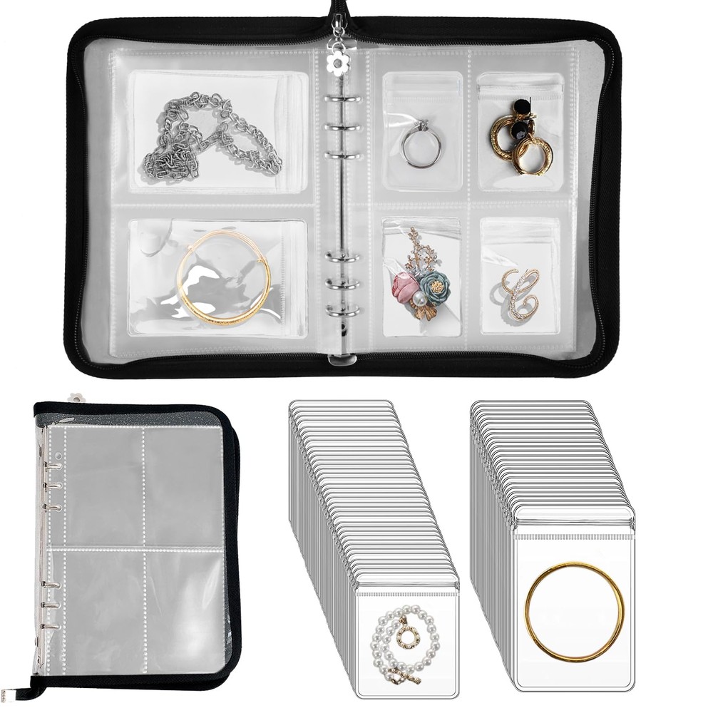 Transparent Anti-Tarnish Travel Jewelry Organizer Book Storage Set