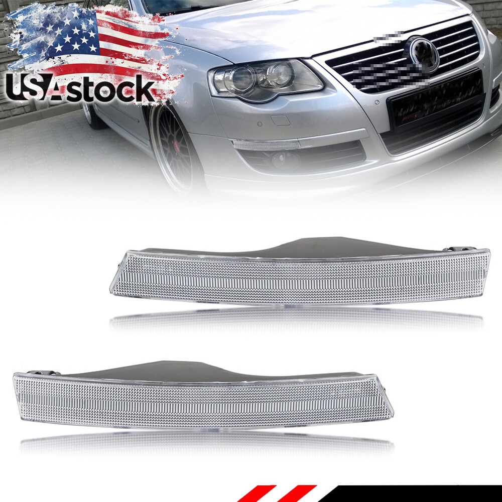 2X Clear Lens Front Corner Turn Signal Lights For 2006-2010 VW Volkswagen Passat