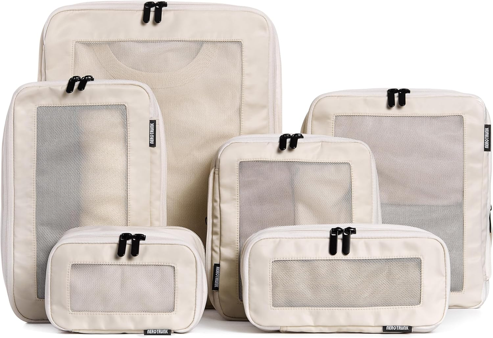 Compression Packing Cubes for Travel - Luggage Organizer Bags - Double Zipper Pa