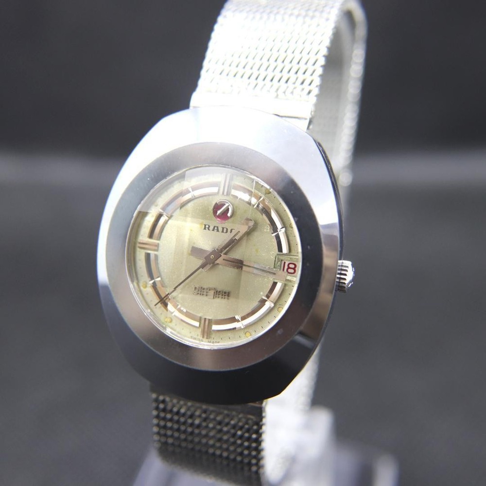 Rado Silver Automatic Diamond Mens Vintage Watch 36mm