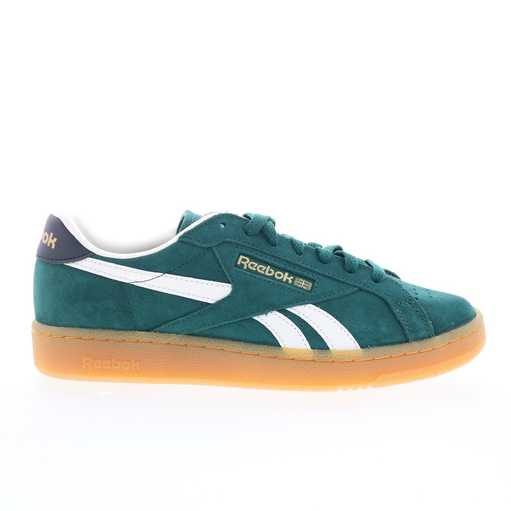 Reebok Club C Grounds UK Mens Green Suede Lace-Up Lifestyle Sneakers