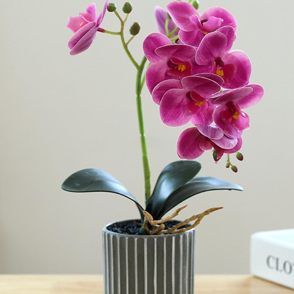 Artificial Orchid Flower Bonsai with Pot Potted Phalaenopsis Planter Home Office