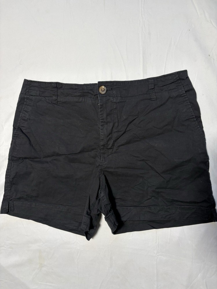 Women’s Black Chino Shorts UK 16 Casual Summer Lightweight Mid Rise