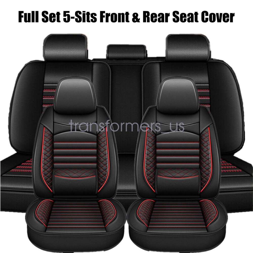 For Honda Quilted PU Leather Car 5-Seat Covers Front & Rear Protector Cushion