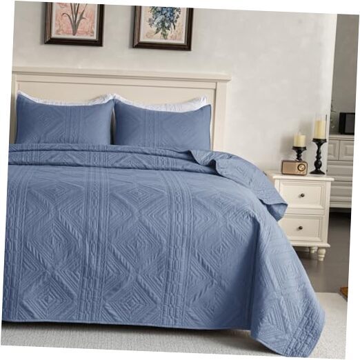 Quilt Quilt Cover Set Size-Soft Bedspread Bedding Coverlet Set for Queen Blue