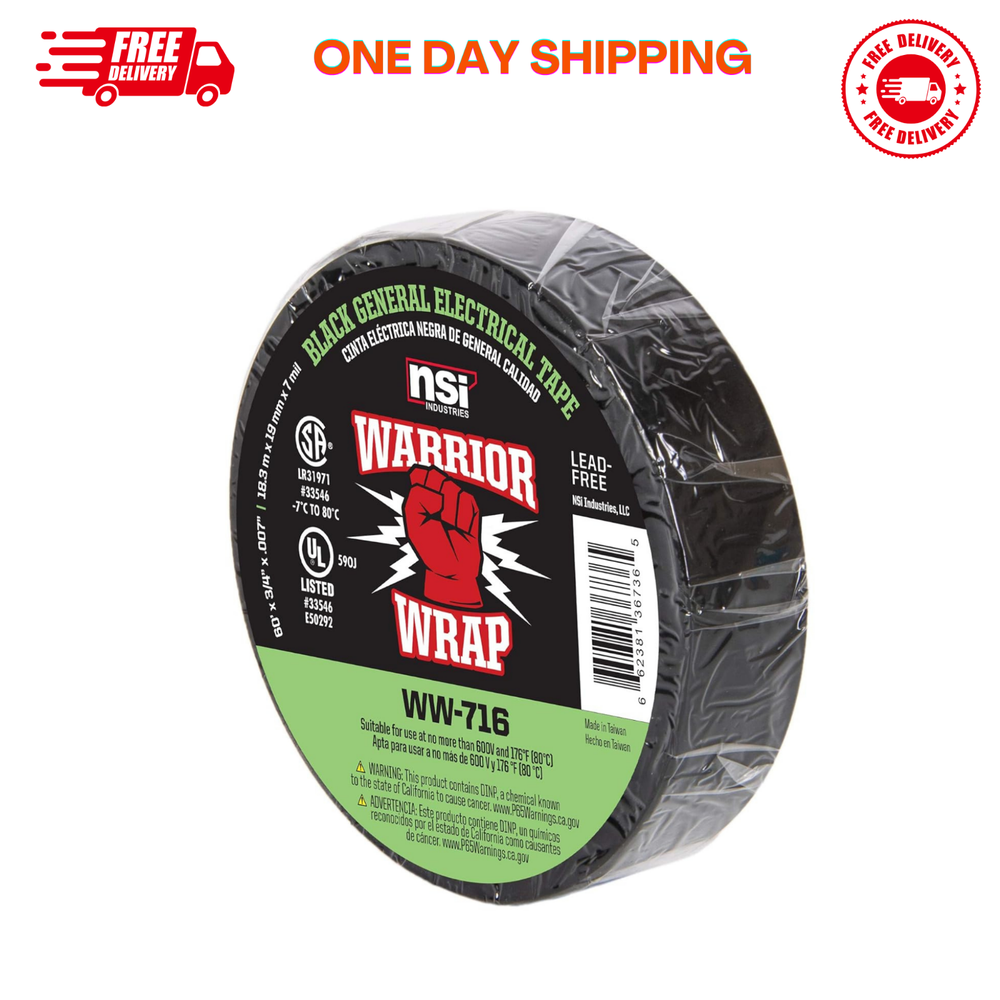 Warriorwrap General 3/4 In. X 60 Ft. 7 Mil Vinyl Electrical Tape, Black