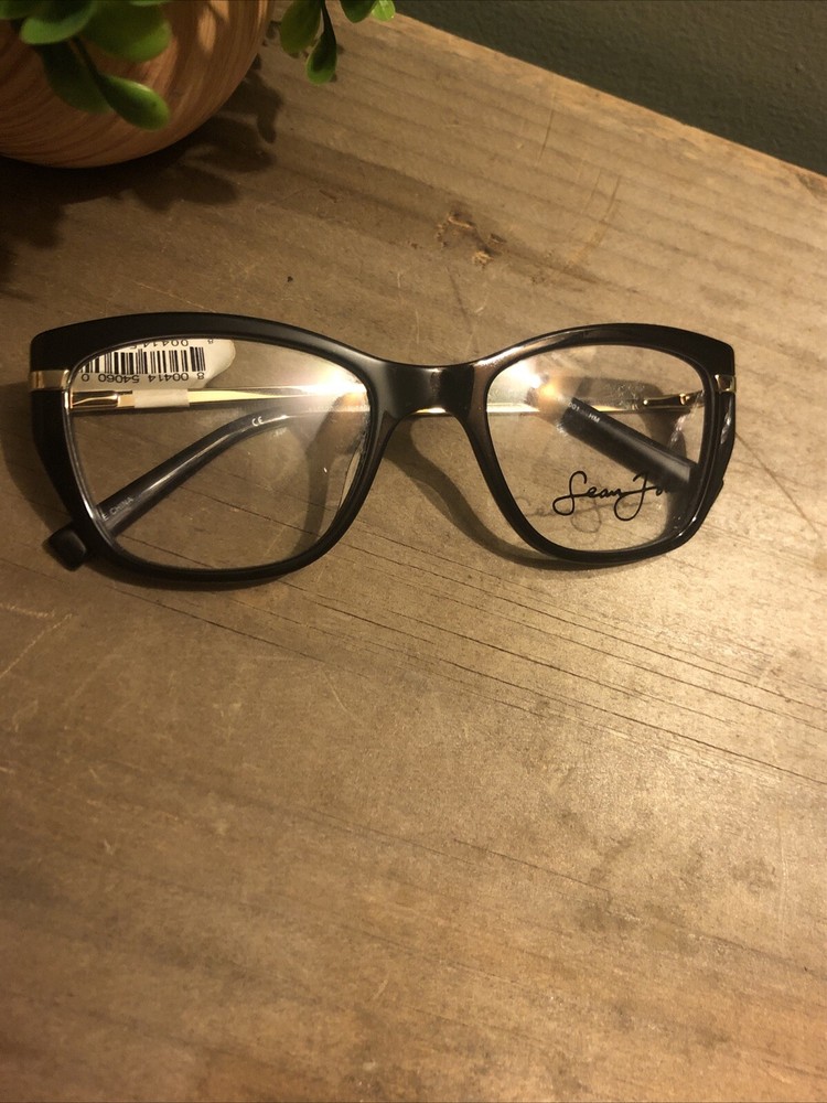 NEW SJLO 6021 EYEGLASS FRAME CAT EYE 53-20-140 FULL-RIM 001 BLACK GOLD PLASTIC