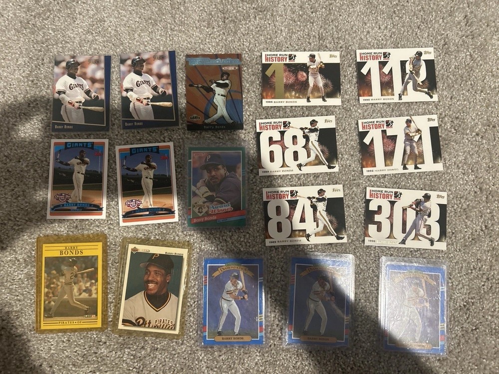 Barry Bonds Collection 17 Cards: Don Russ, Topps, Score Select, Fleer