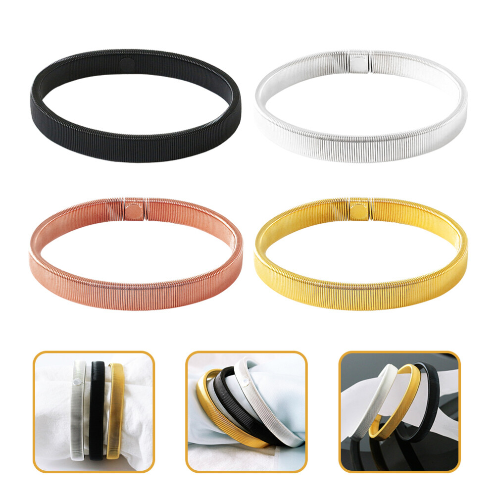4 Pcs Stretchy Shirt Garters for Men - Stylish Cuff Bracelet Rings