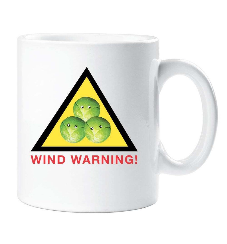 Brussel Sprouts Wind Warning Novelty Mug Christmas Stocking Filler