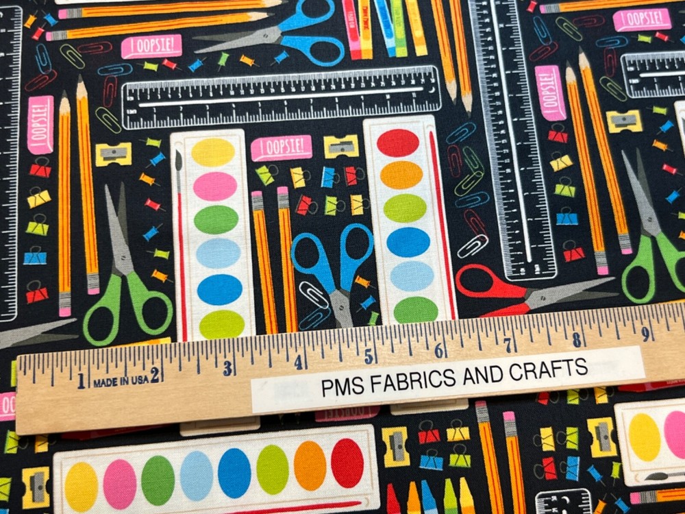 MODA Back to School 100% cotton fabric by the yard 36x44 art supplies 20891 19