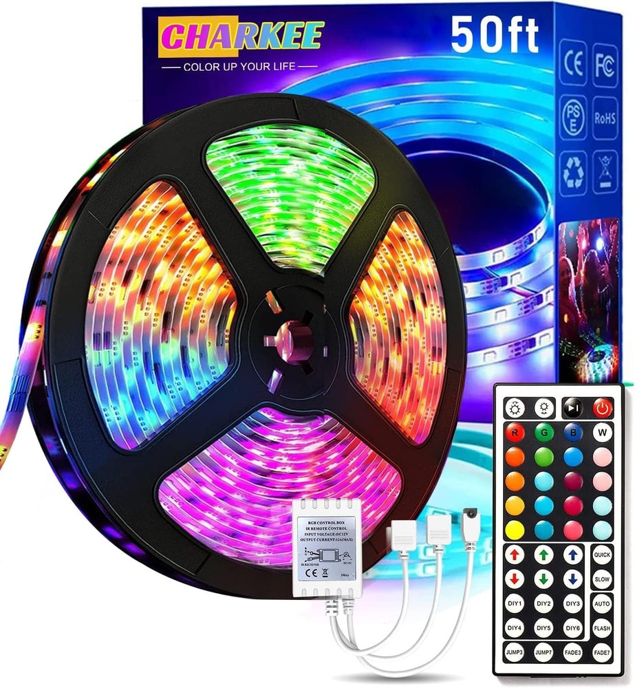 CHARKEE LED Lights for Bedroom 50 ft, Color Changing Strip IR 50ft