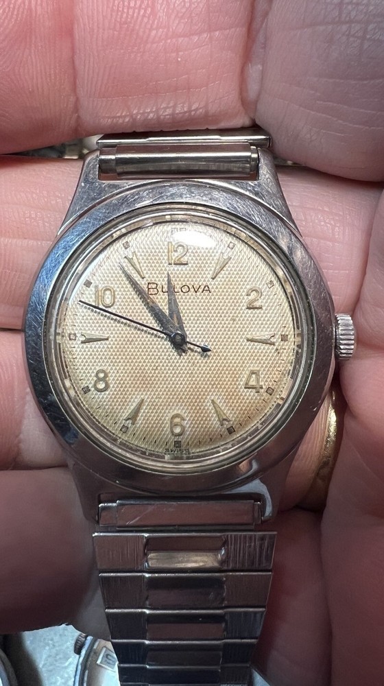 Vintage BULOVA L6 (1956) Stainless Steel Case Wind-up Men's Watch Working Well!!