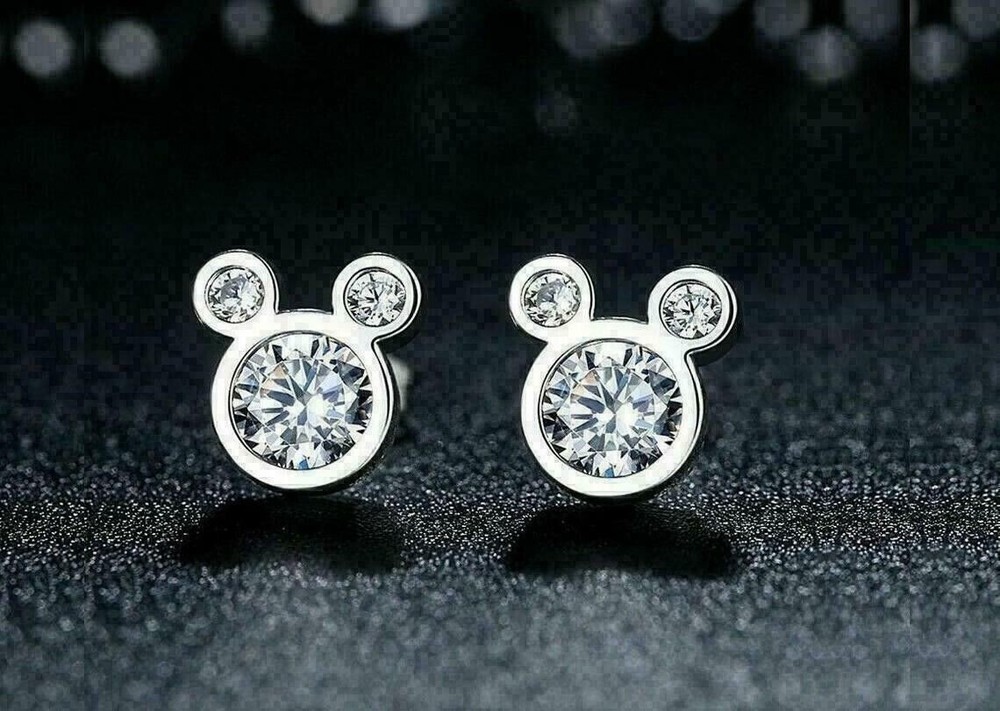 2ct Round Simulated Diamond Stud Earrings in 14k White Gold Plated