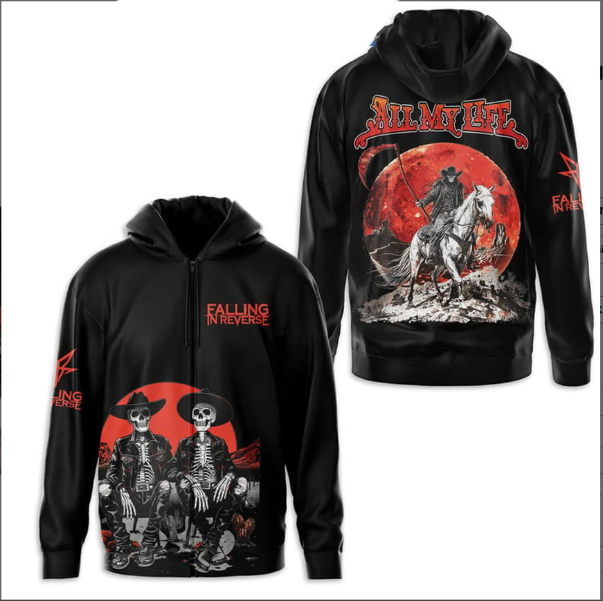 Falling In Reverse All My Life Fan Zip 3D Hoodie