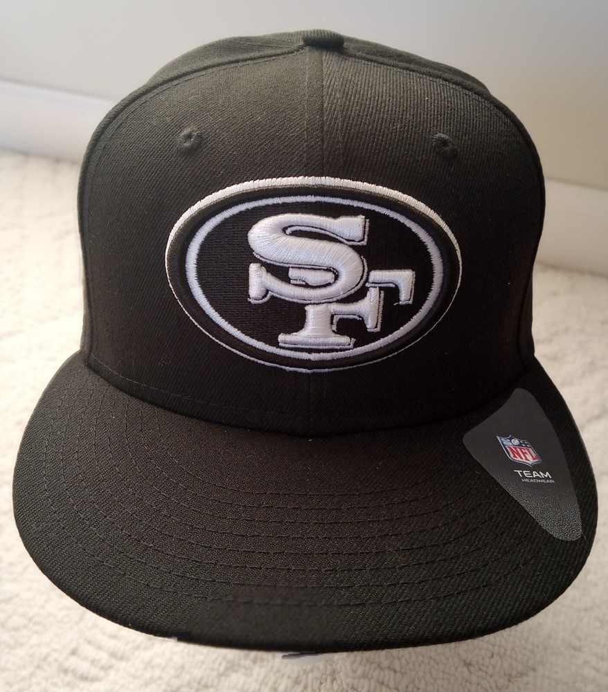 San Francisco 49ers SF Silver Logo Team NFL Black Hat New Era 59Fifty 71/8
