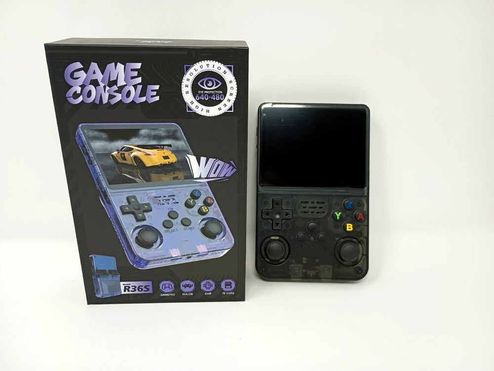 R36S Retro Handheld 64GB Video Game Emulator 3.5 Inch HD IPS Screen Black