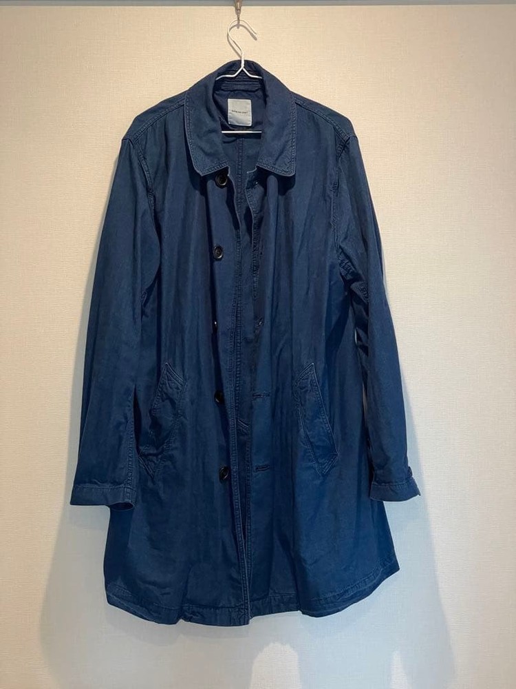 SAGE DE CRET Blue Cotton Water-Repellent Coat Size L