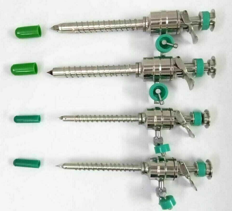 Laparoscopic Spiral Trocar Pyramidal Tip Surgical Instruments Set 5mm 10mm 4Pc