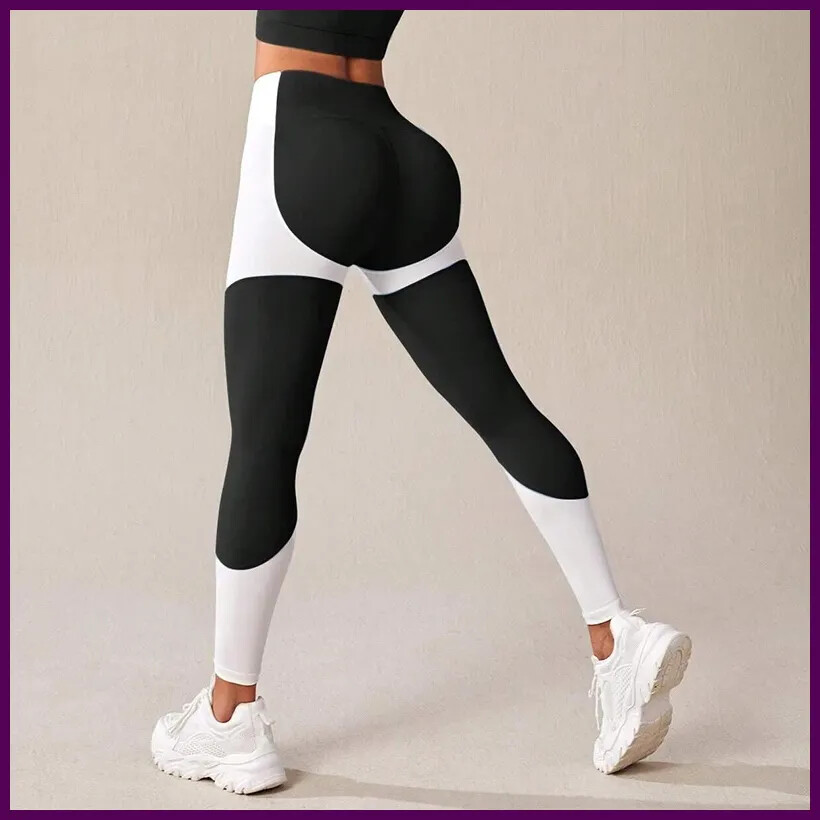 High Waist Colorblock Yoga Pants for Women Tummy Control Workout Leggings