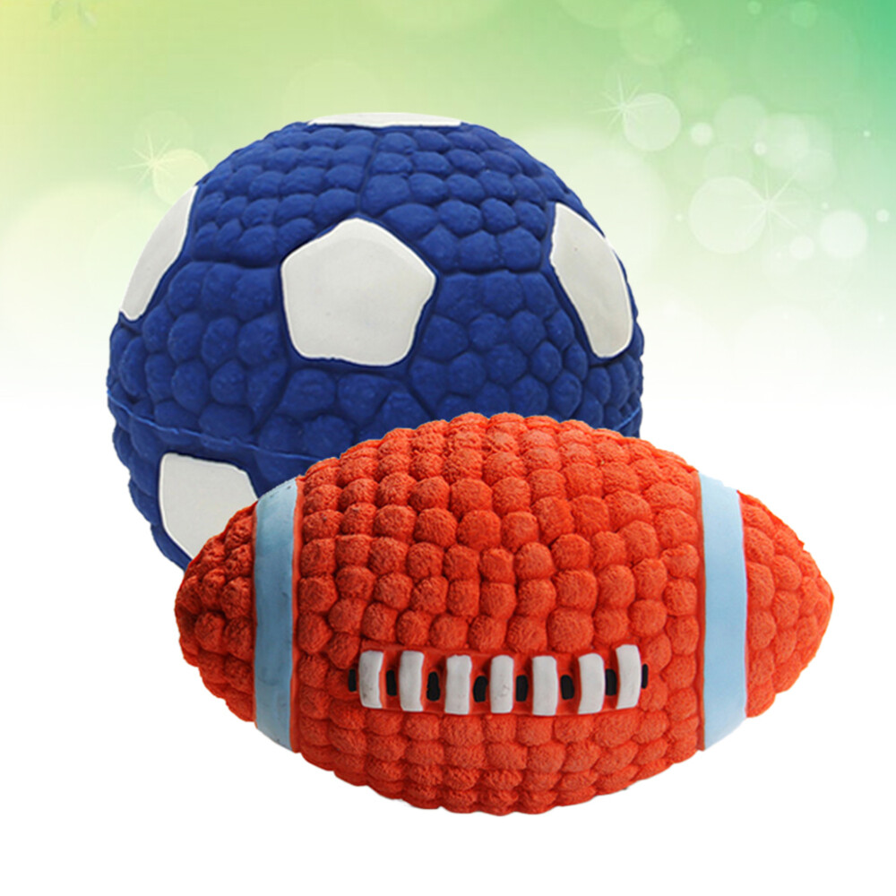 Dog Gift Rugby Soccer Squeaky Latex Rubber Dog Toy Balls Dog Chew Toys