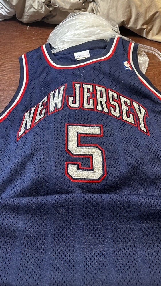 Authentic Jason Kidd New Jersey Nets Men 48 Blue Clean Reebok Sewn Vintage NBA