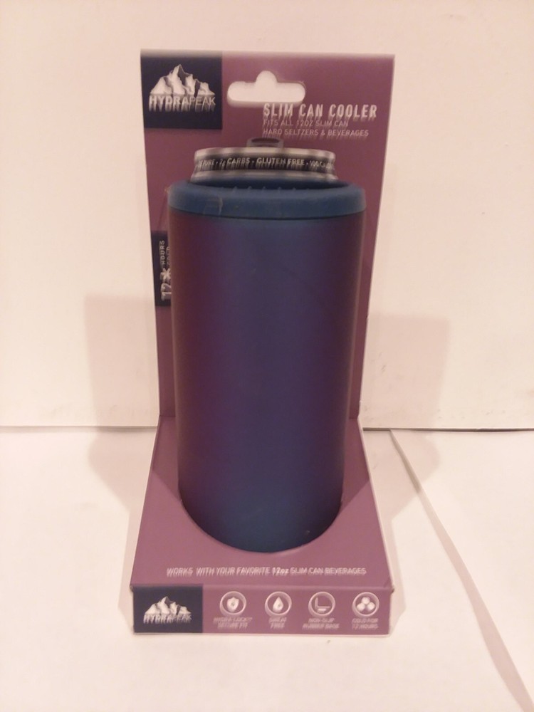 HydraPeak 12oz Slim Can Cooler BLUE/PURPLE FADE NO Sweat Double Walled FREE SHIP