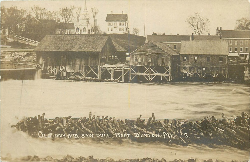 c1910 West Buxton Maine Lumber Sawmill Old Mill RPPC Postcard 25-4462