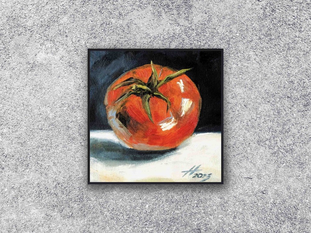 Tomato Vegetable Small Still Life Oil Painting | Vegetable Kitchen Folk Wall Art