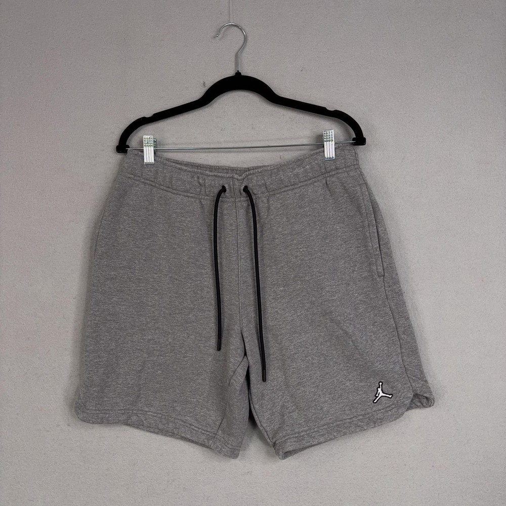 Jordan Shorts Mens Medium Gray Fleece Sweats Athletic Nike Jumpman Pockets Gym