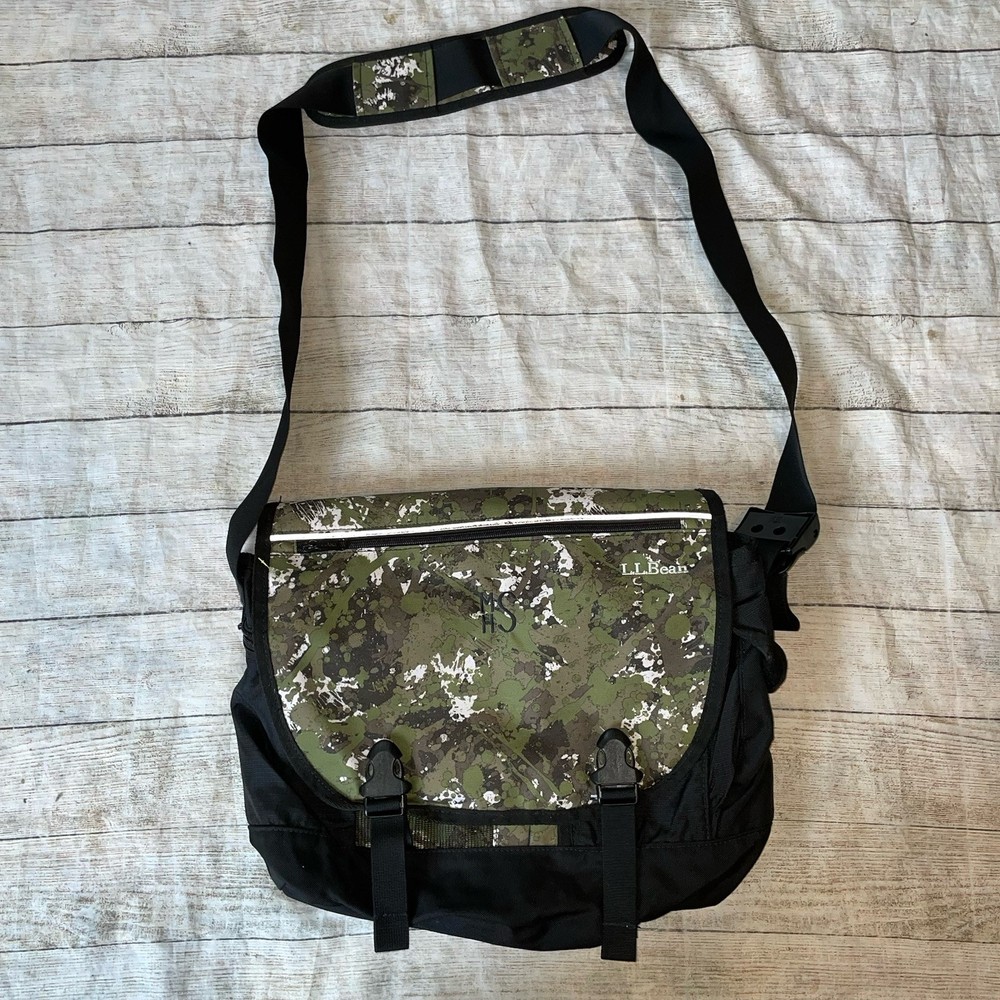 LL Bean Camo Messenger Laptop Bag with Embroidered Design