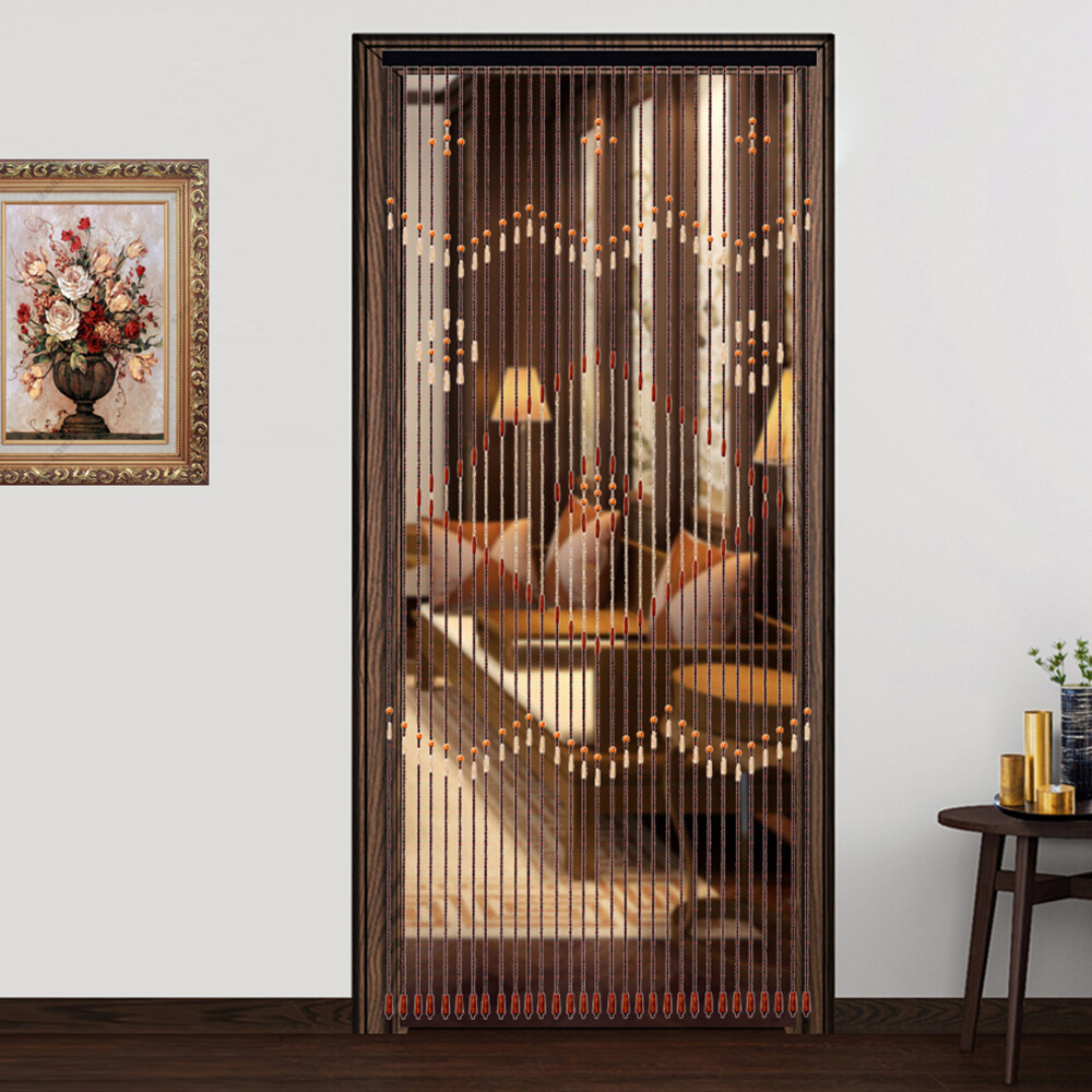 Retro Wooden Bead Door Curtain for Bedroom Porch Partition