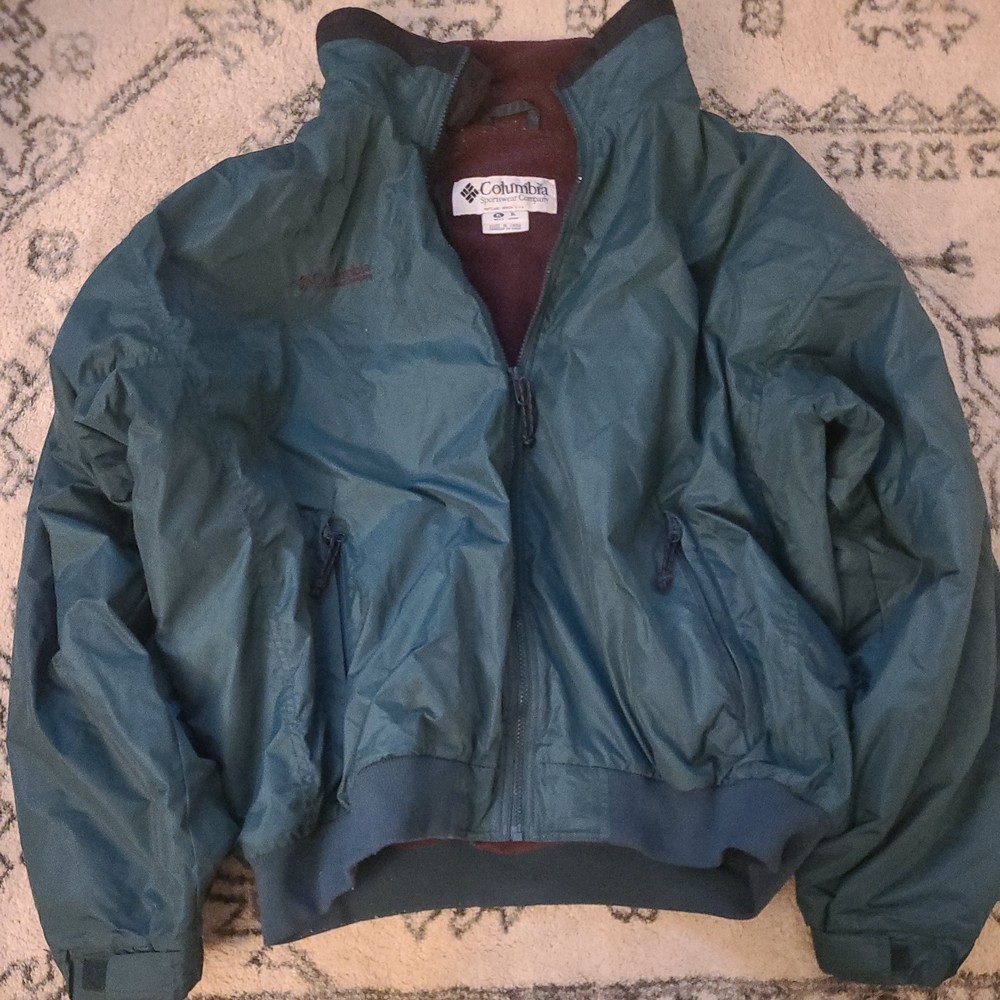 Columbia Men's Medium Gray Fleece-Lined Bomber Jacket with Full Zip & Pockets