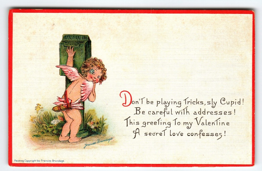 Frances Brundage Fairy By Mailbox Valentine Postcard Children 414 Gabriel Signed