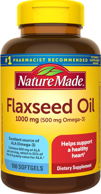 Nature Made Flaxseed Oil 1000 Mg, Fish Free Omega 3 Supplement, Dietary Suppleme