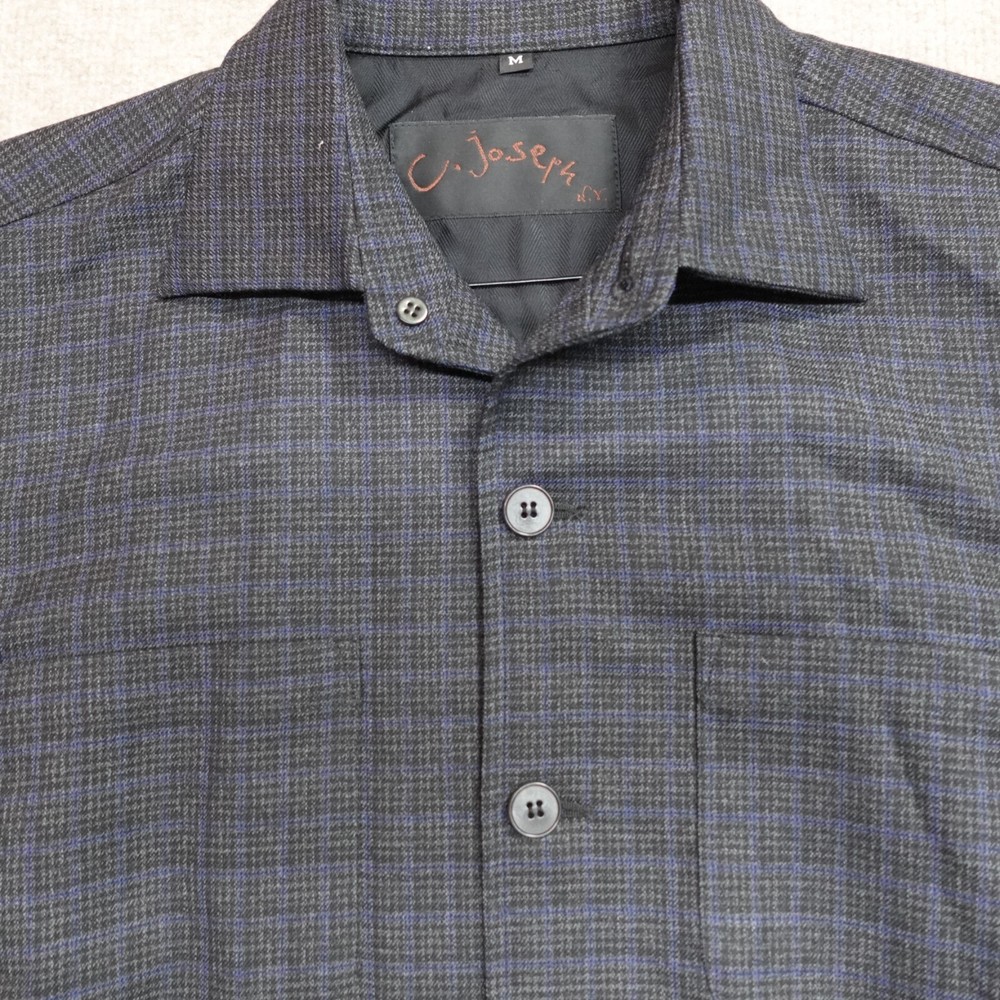 C. Joseph Shirt Medium Gray Glen Plaid Overshirt Wool