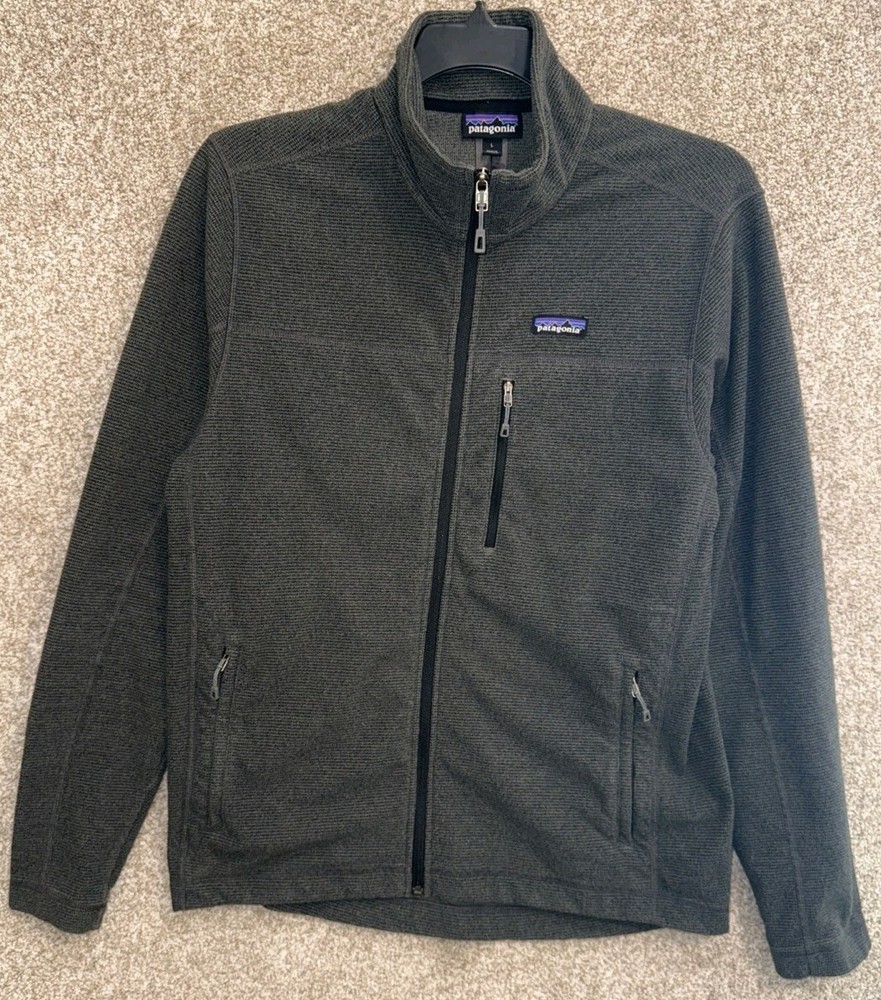Patagonia Oakes Fleece Jacket Mens Size Large Gray Full Zip Waffle Outdoor 27315