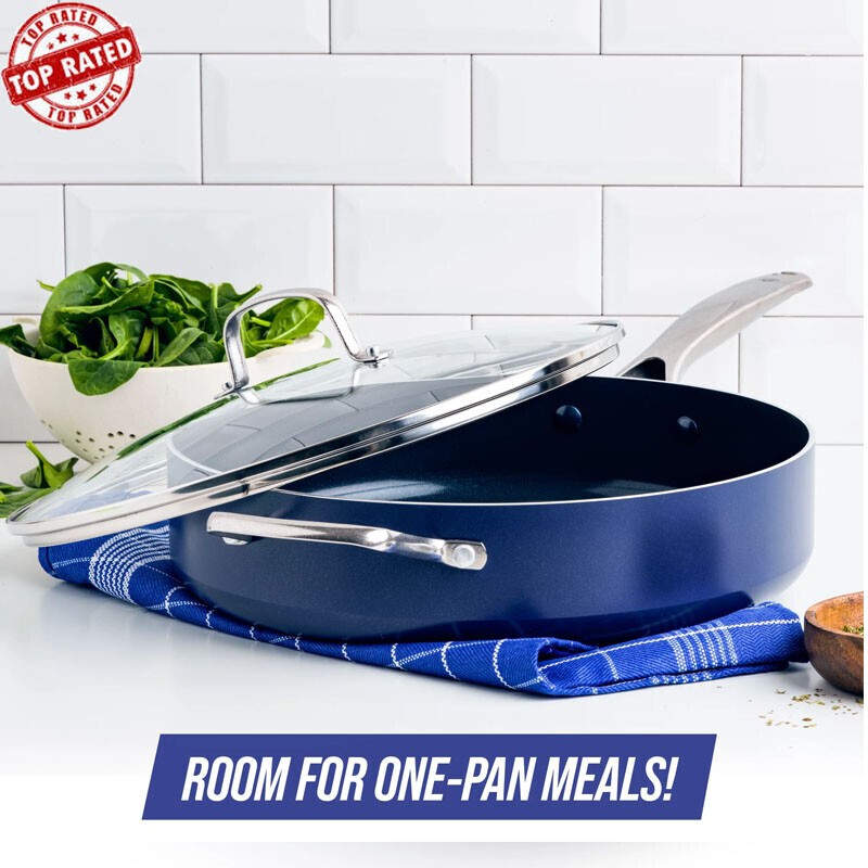 5QT Non-Toxic Ceramic Saute Pan Lightweight Durable Dishwasher Safe