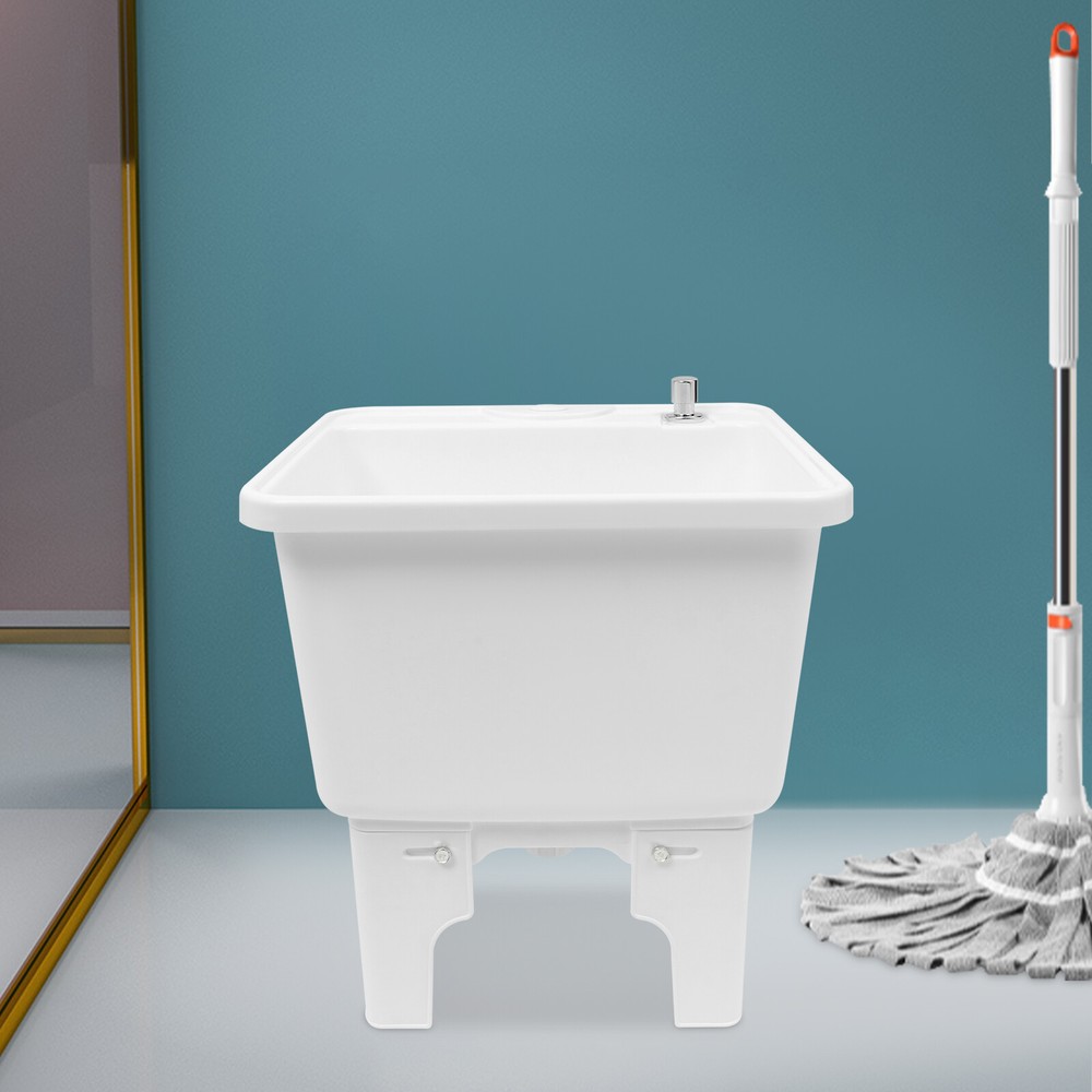 Freestanding Plastic Mop Sink Service Basin 15.7x14x16.9 Inches