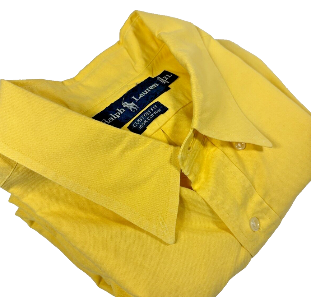 Polo Ralph Lauren Adult XL Yellow Button Up custom fit Men's Shirt