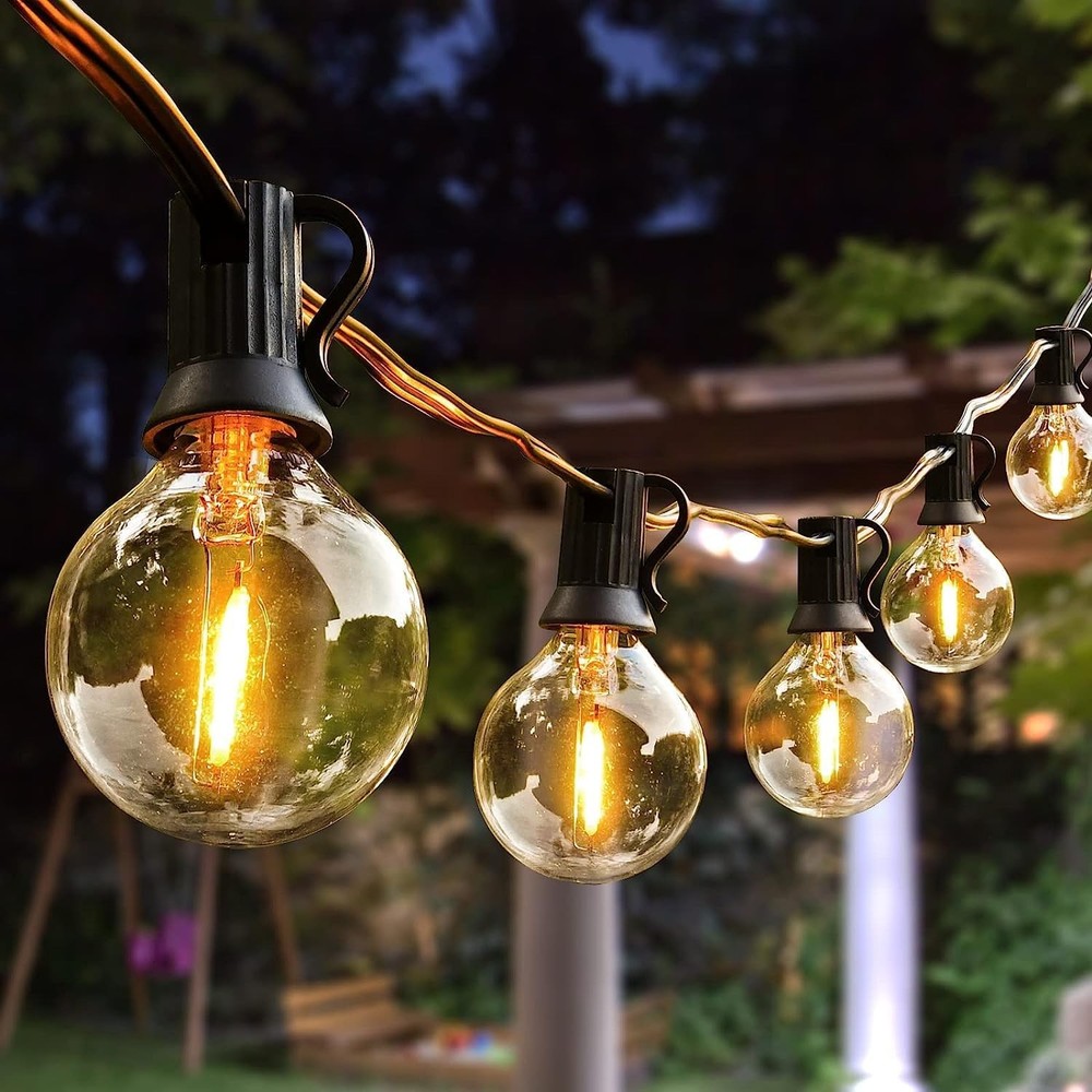 100ft Waterproof Connectable Dimmable Outdoor LED String Lights with 62 Shatterproof Bulbs