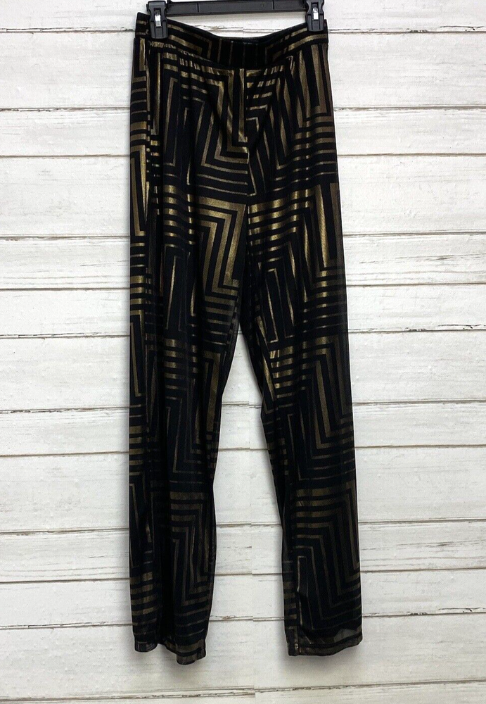 New Direction Women Black Gold Accent Sheer Casual Dress Pants Size Large