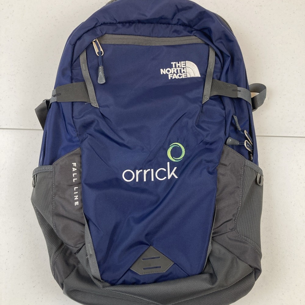 The North Face Fall Line Backpack in Blue with Flexvent Technology and Branding