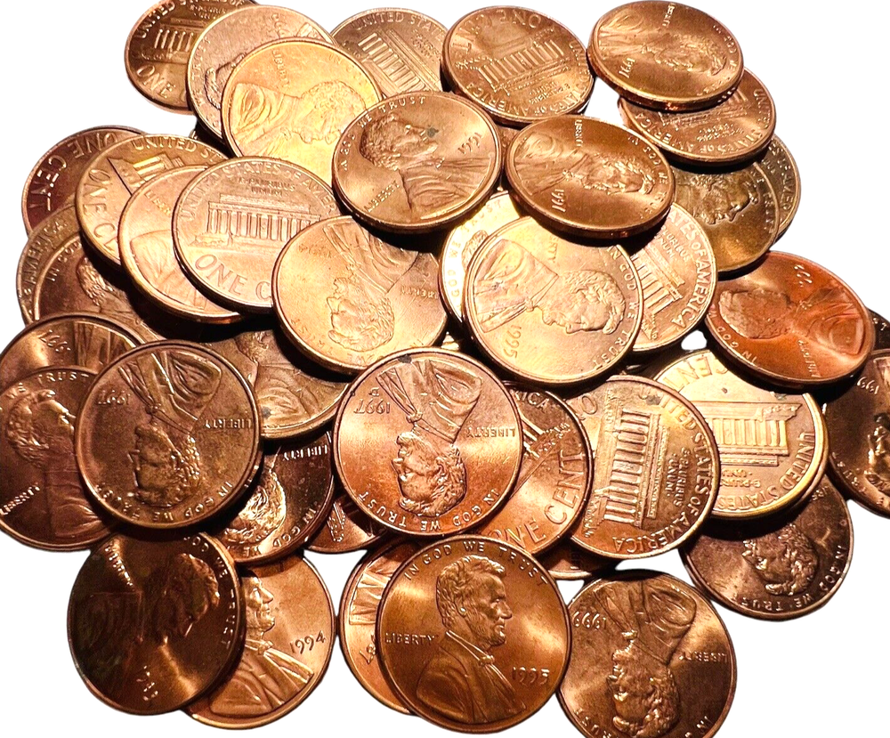 1990-1999 Lincoln Memorial One Cent Roll of 50 Coins #507 “JG Coins”