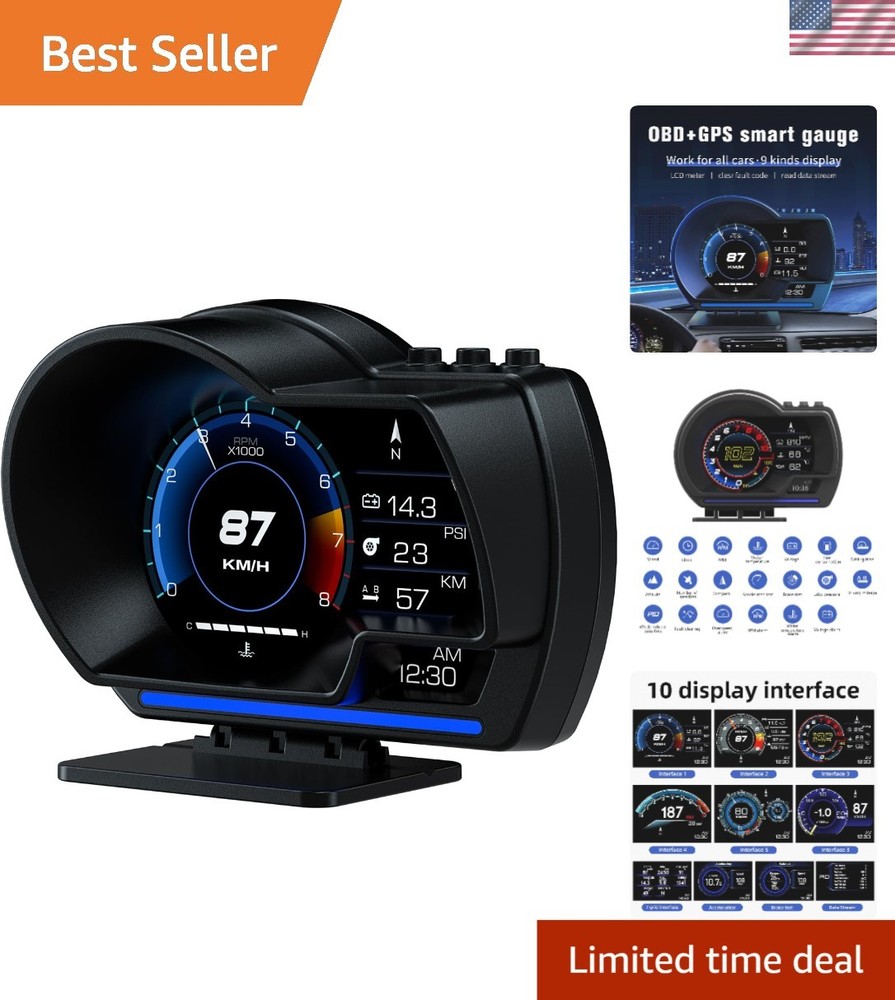 Smart OBD+GPS Car HUD Display for Enhanced Driving Safety