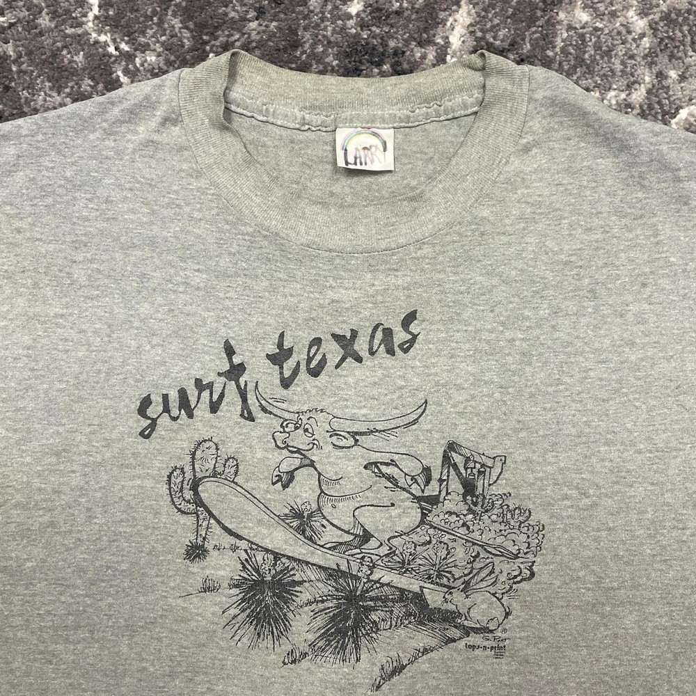 Vintage Texas Shirt Mens Large 80s 90s Texan Longhorn Steer Cow Nature Art Funny