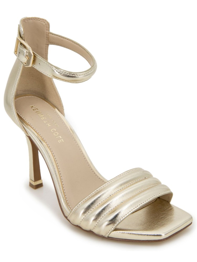 KENNETH COLE NEW YORK Womens Gold Strap Hart Open Stiletto Heeled Sandal 9.5 M