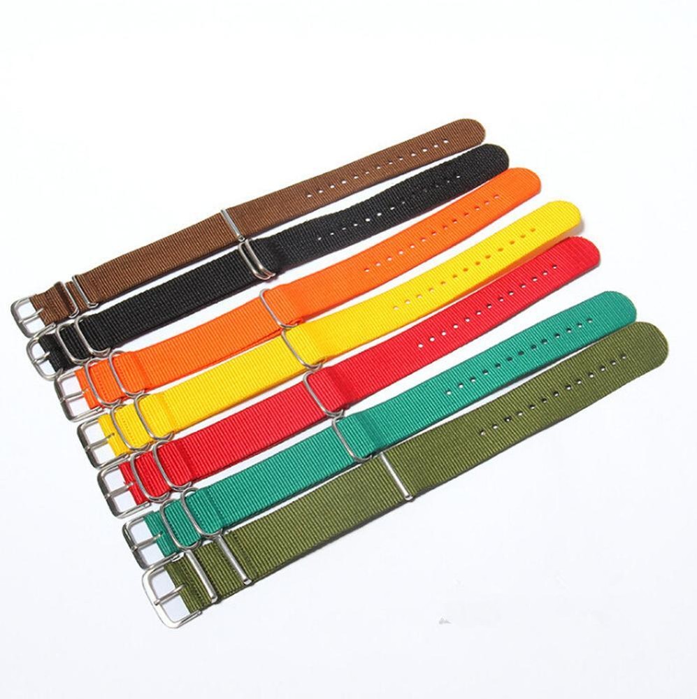 20mm Width 4 Colors Stainless Steel Pin Buckle Fabric Canvas Wrist Watch Band