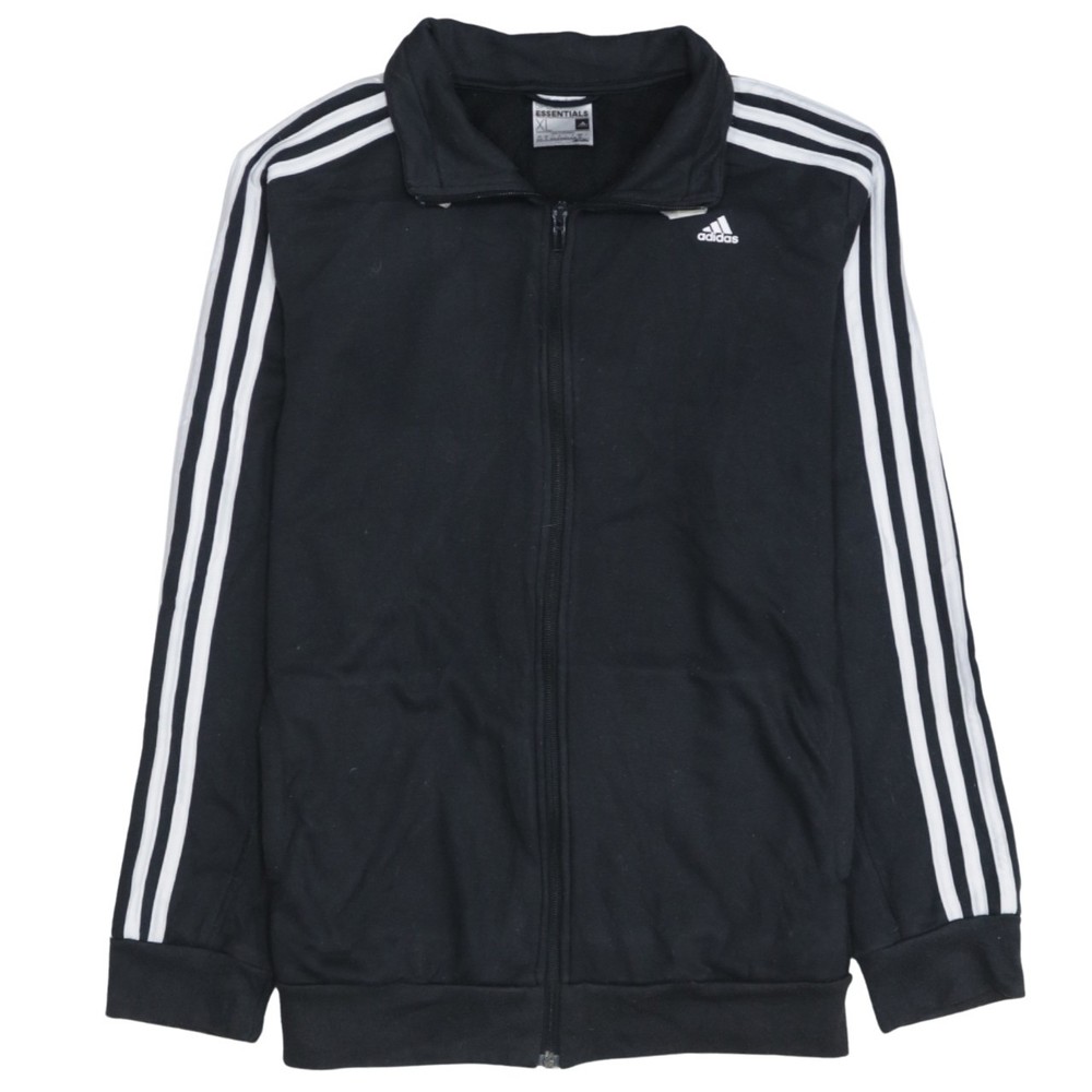 Adidas Womens Sweatshirt Black Full Zip Three Stripe Climalite Sport XL