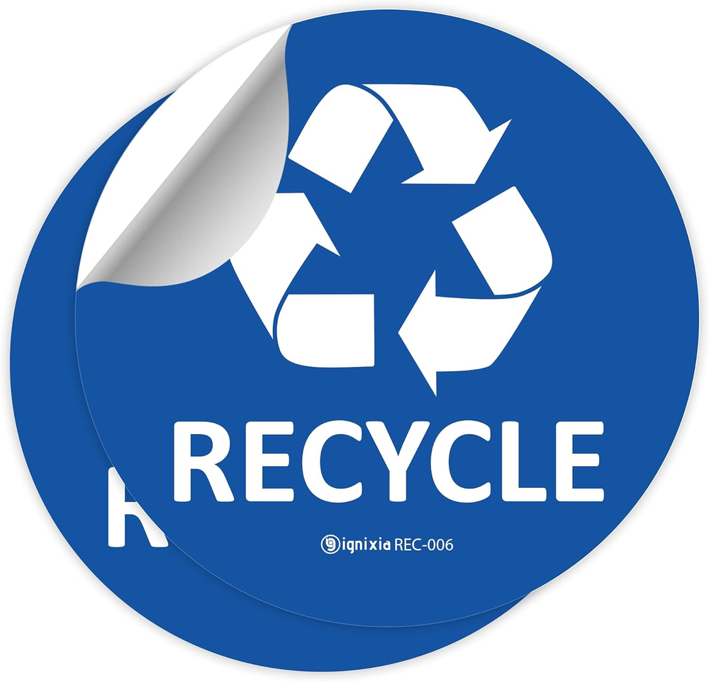 IGNIXIA Recycle Stickers for Trash Can 6X6 Inches Large (Pack of 2) Recycle